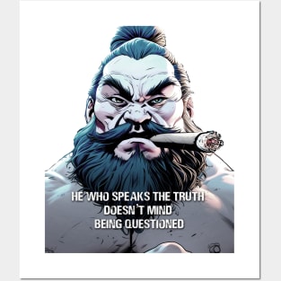 Puff Sumo: He who speaks the truth doesn’t mind being questioned on a light (Knocked Out) background Posters and Art